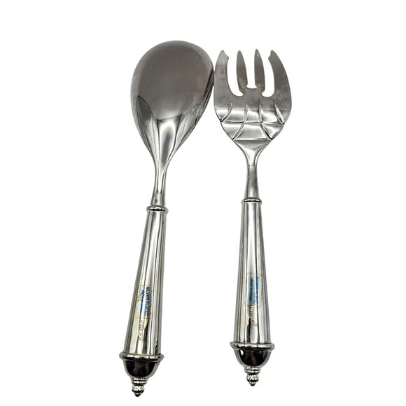 Towle Copenhagen Silverplated Serving Spoon & Fork Set Velvet Gift Box - Picture 4 of 12